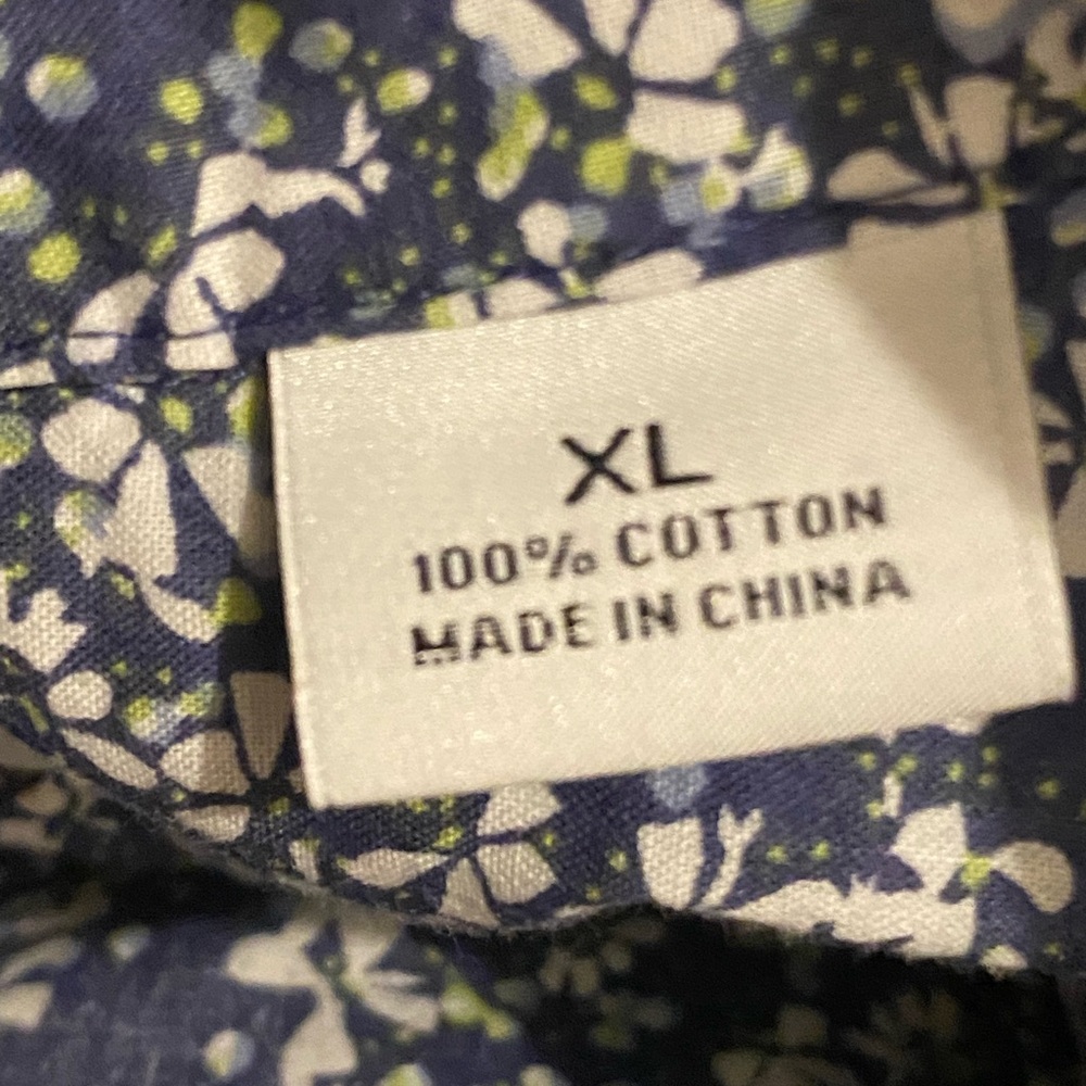 Liz Claiborne Blue, Green, White Floral Button Down Shirt w/ Pleated Front Sz XL - Picture 8 of 10